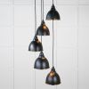 Smooth Brass Brindley Cluster Pendant in Elan Black