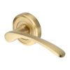 Heritage Brass Door Handle Lever Latch on Round Rose Sophia Design Satin Brass finish