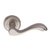 Heritage Brass Door Handle Lever Latch on Round Rose Lisboa Design Satin Nickel finish