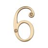 Heritage Brass Numeral 6 Face Fix 76mm (3") Polished Brass finish