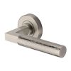 Heritage Brass Door Handle Lever on Rose Hammered Bauhaus Design Satin Nickel Finish