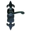 Fleur De Lys' Lever On Latch Backplate - Black Antique