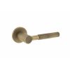 Millhouse Brass Mason Knurled Lever Door Handle on 5mm Slimline Round Rose - Yester Bronze