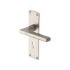 Heritage Brass Door Handle Lever Lock Trident Design Satin Nickel Finish