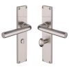 Heritage Brass Octave Bathroom Set Door Handle on 200mm Plate Satin Nickel finish