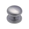 Heritage Brass Cabinet Knob Victorian Round Design with base 32mm Satin Chrome finish