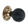 Ebonised Beehive Mortice/Rim Door Knob Aged Brass