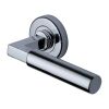 Heritage Brass Door Handle Lever on Rose Bauhaus Design Polished Chrome Finish