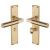 Heritage Brass Bauhaus Bathroom Set Door Handle on 200mm Plate Satin Brass finish