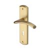 Heritage Brass Door Handle Lever Lock Centaur Design Satin Brass finish