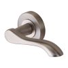 Sorrento Door Handle Lever Latch on Round Rose Aurora Design Satin Nickel finish