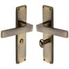 Heritage Brass Delta Hammered Bathroom Set Door Handle on 200mm Plate Antique Brass finish