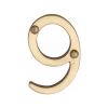 Heritage Brass Numeral 9 Face Fix 51mm (2") Polished Brass finish