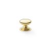 Alexander & Wilks - Waltz Round Cupboard Knob on Stepped Rose - Polished Brass - Knob 25mm