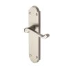 Heritage Brass Door Handle Lever Latch Savoy Long Design Satin Chrome finish