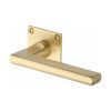 Heritage Brass Door Handle Lever Latch on Square Rose Trident Design Satin Brass finish