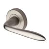 Heritage Brass Door Handle Lever Latch on Round Rose Sutton Design Satin Nickel Finish