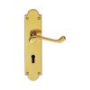 Victorian Scroll Lever On Shaped Lock Backplate - Polished Brass