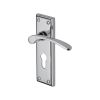 Heritage Brass Door Handle for Euro Profile Plate Hilton Design Polished Chrome finish