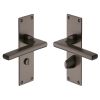 Heritage Brass Door Handle Bathroom Set Trident Design Matt Bronze Finish