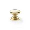 Alexander & Wilks - Waltz Round Cupboard Knob on Stepped Rose - Polished Brass - Knob 38mm