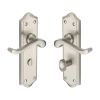 Heritage Brass Door Handle for Bathroom Buckingham Design Satin Nickel finish