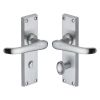 Heritage Brass Door Handle for Bathroom Windsor Design Satin Chrome finish