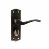 Old English Warwick Key Lever Door Handle on Backplate - Urban Dark Bronze