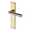 Heritage Brass Octave Euro Profile Door Handle on 200mm Plate Polished Brass finish