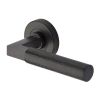 Heritage Brass Door Handle Lever on Rose Hammered Bauhaus Design Matt Bronze Finish