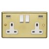 Eurolite Stainless Steel 2 Gang USB Socket Satin Brass