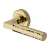 Heritage Brass Door Handle Lever on Rose Hammered Bauhaus Design Polished Brass Finish