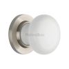 White Crackle Knob with Satin Nickel base