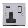 Eurolite Enhance Decorative 1 Gang USB Socket Polished Chrome