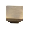 Heritage Brass Cabinet Knob Square Stepped Design 32mm Antique Brass finish