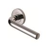 Steel Line Door Handle Lever Latch on Round Rose Tubular Design Polished Stainless Steel finish