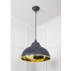 Hammered Brass Harborne Pendant in Slate