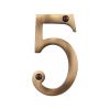 Heritage Brass Numeral 5 Face Fix 76mm (3") Antique Brass finish