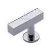 Heritage Brass Cabinet Knob Offset Square Design 44mm Polished Chrome finish