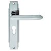 Art Deco Lever On Euro Lock Backplate - Polished Chrome