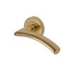 Heritage Brass Door Handle Lever Latch on Round Rose Centaur Design Polished Brass finish