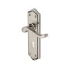 Heritage Brass Door Handle Lever Lock Buckingham Design Mercury finish