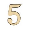 Heritage Brass Numeral 5 Self Adhesive 51mm (2") Polished Brass finish