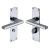 Heritage Brass Door Handle Bathroom Set Trident Design Polished Chrome Finish