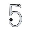 Heritage Brass Numeral 5 Face Fix 76mm (3") Polished Chrome finish