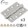 Eclipse PK853 - 102x76x3mm PSS Ball Bearing Hinge Grade 13 - (3 Pack) - Polished Stainless Steel