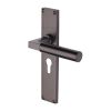 Heritage Brass Bauhaus Euro Profile Door Handle on 200mm Plate Matt Bronze finish