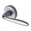 Heritage Brass Door Handle Lever Latch on Round Rose Sutton Design Satin Chrome finish