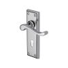 Heritage Brass Door Handle Lever Lock Edwardian Design Polished Chrome finish