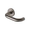 Steel Line Door Handle Lever Latch on Round Rose D Design Satin Stainless Steel finish